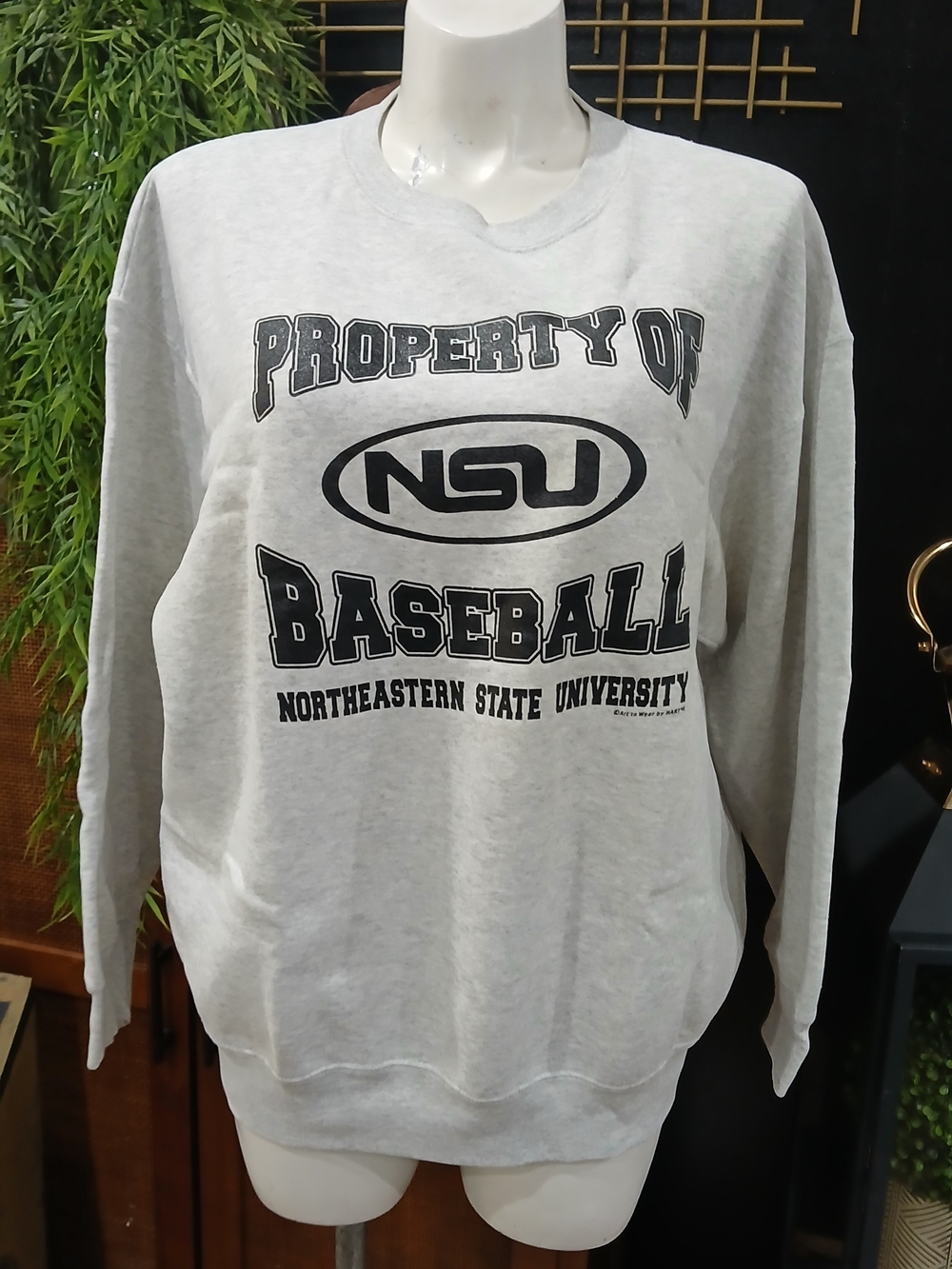 Gray NSU Baseball Crewneck Sweatshirt